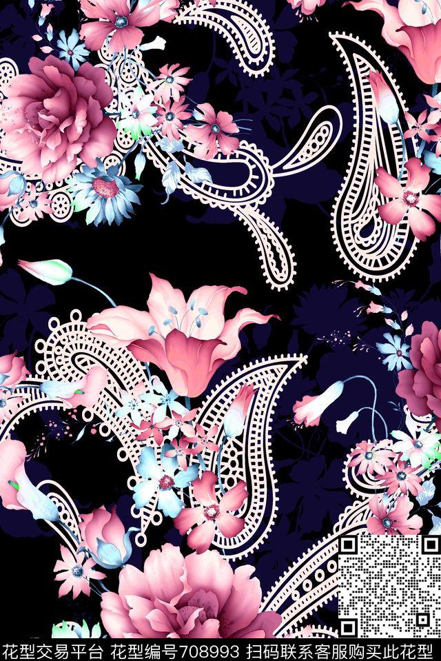零点--女装乱花牡丹数码印花华亿平台下载（图片编号: 708993） - 瓦栏（Walan）