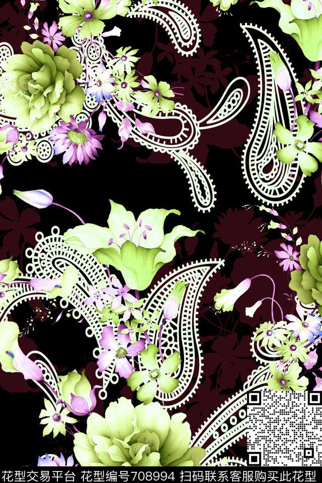 零点--女装乱花牡丹数码印花华亿平台下载（图片编号: 708994） - 瓦栏（Walan）