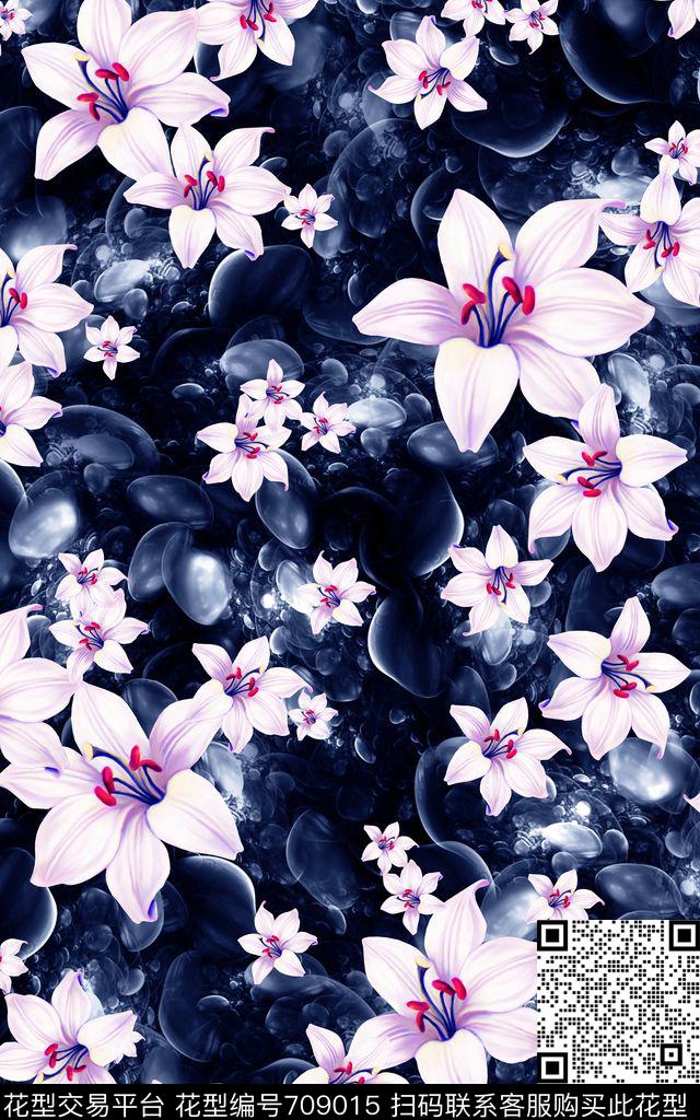 花朵花卉大黄花数码印花华亿平台下载（图片编号: 709015） - 瓦栏（Walan）