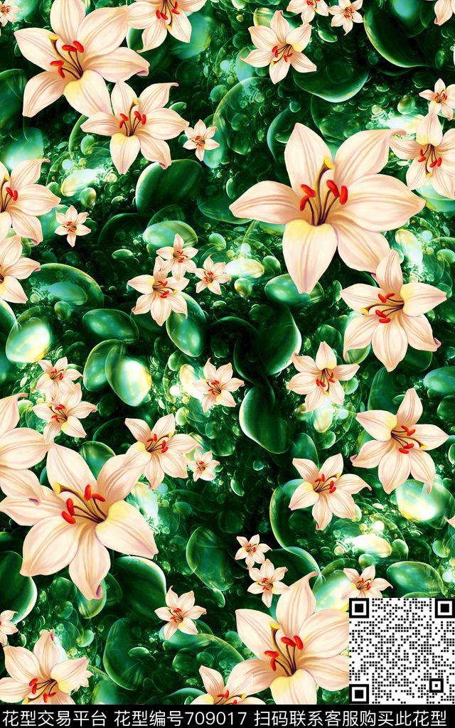 花朵花卉大黄花数码印花华亿平台下载（图片编号: 709017） - 瓦栏（Walan）