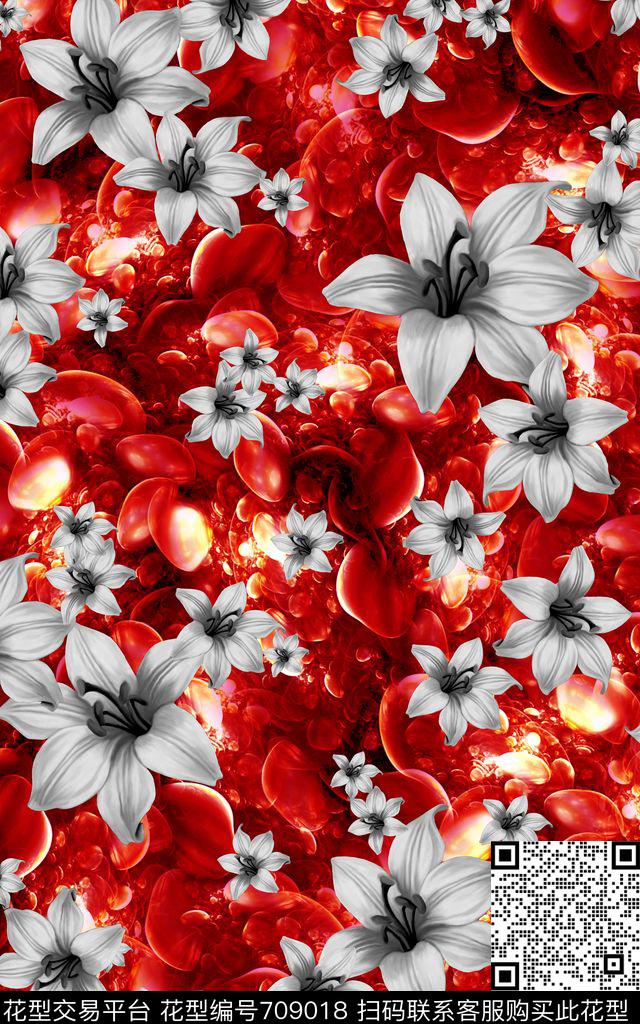 花朵花卉大黄花数码印花华亿平台下载（图片编号: 709018） - 瓦栏（Walan）