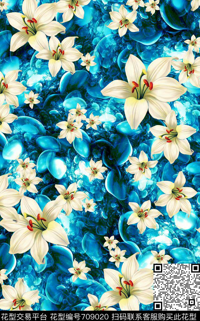 花朵花卉大黄花数码印花华亿平台下载（图片编号: 709020） - 瓦栏（Walan）