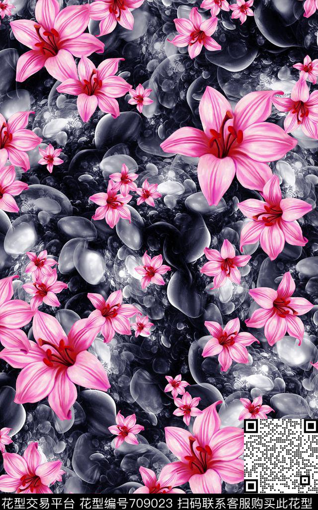 花朵花卉大黄花数码印花华亿平台下载（图片编号: 709023） - 瓦栏（Walan）