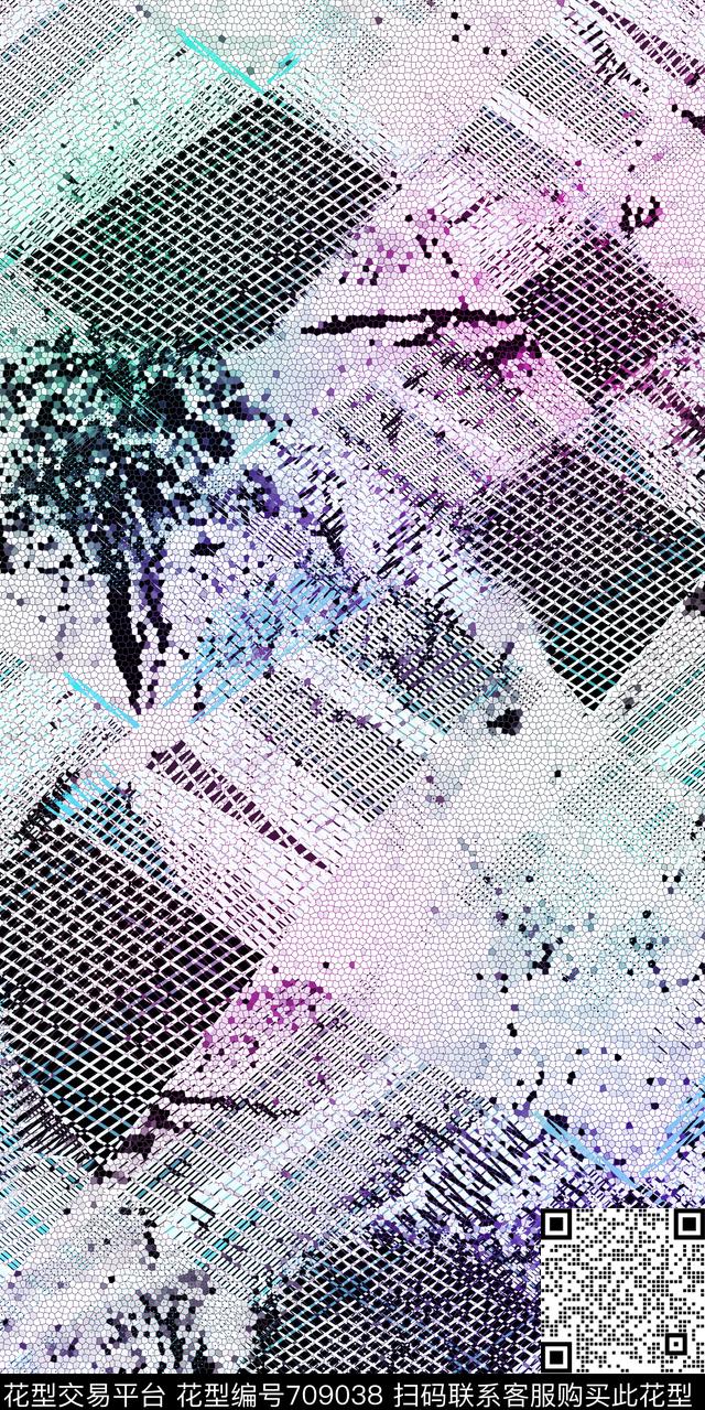 细条纹格子马赛克数码印花华亿平台下载（图片编号: 709038） - 瓦栏（Walan）