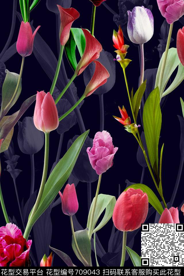 花朵花卉马蹄莲数码印花华亿平台下载（图片编号: 709043） - 瓦栏（Walan）