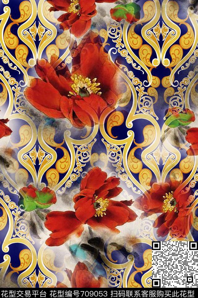 不规则几何几何大气几何数码印花华亿平台下载（图片编号: 709053） - 瓦栏（Walan）