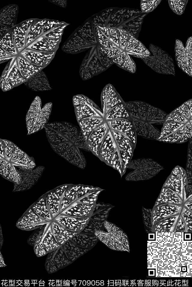 树叶热带植物男装T恤传统印花华亿平台下载（图片编号: 709058） - 瓦栏（Walan）