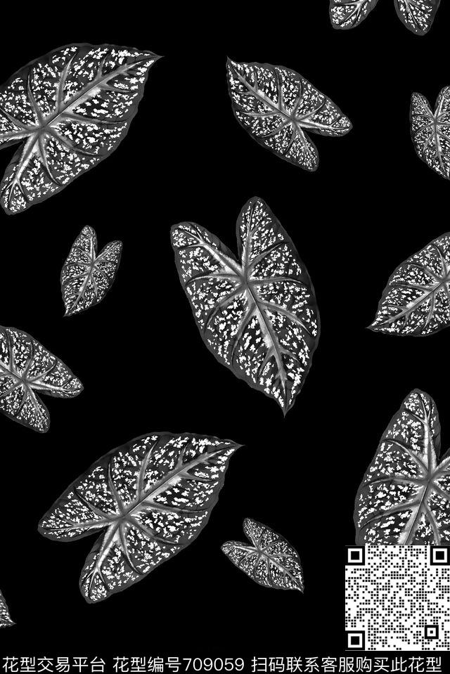 树叶热带植物男装T恤传统印花华亿平台下载（图片编号: 709059） - 瓦栏（Walan）