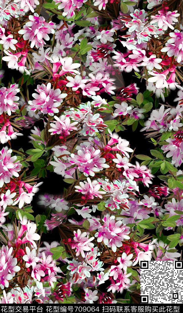 花卉玉兰花女装数码印花华亿平台下载（图片编号: 709064） - 瓦栏（Walan）