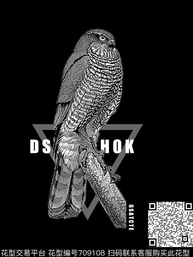 猫头鹰鸟男装T恤传统印花华亿平台下载（图片编号: 709108） - 瓦栏（Walan）