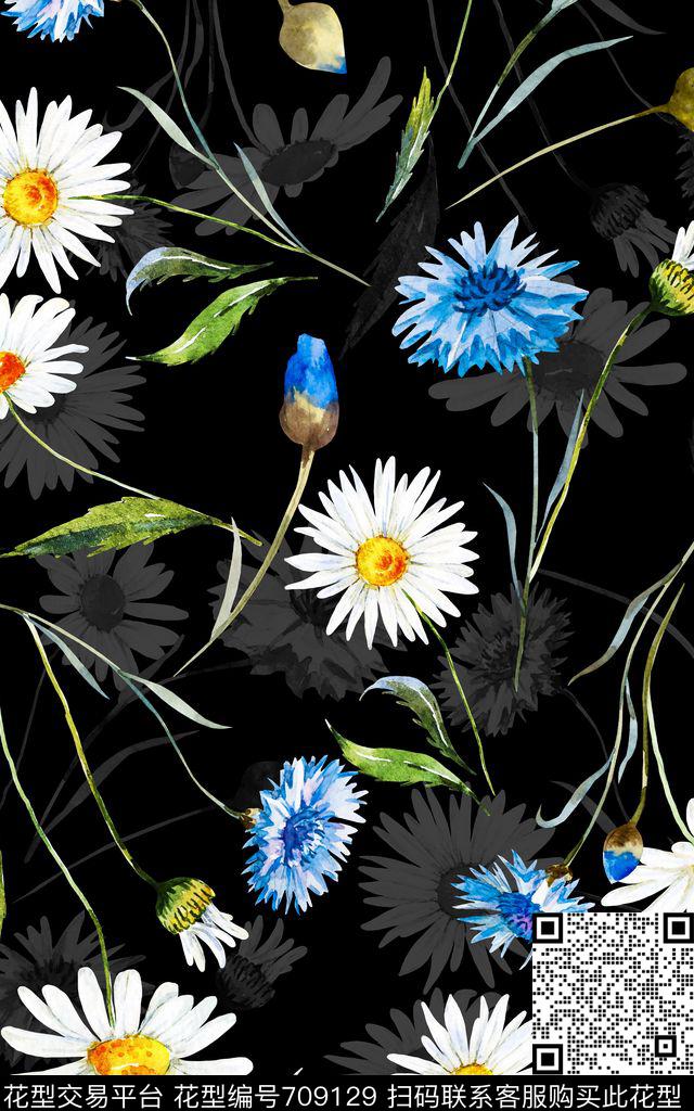 花朵花卉菊花数码印花华亿平台下载（图片编号: 709129） - 瓦栏（Walan）