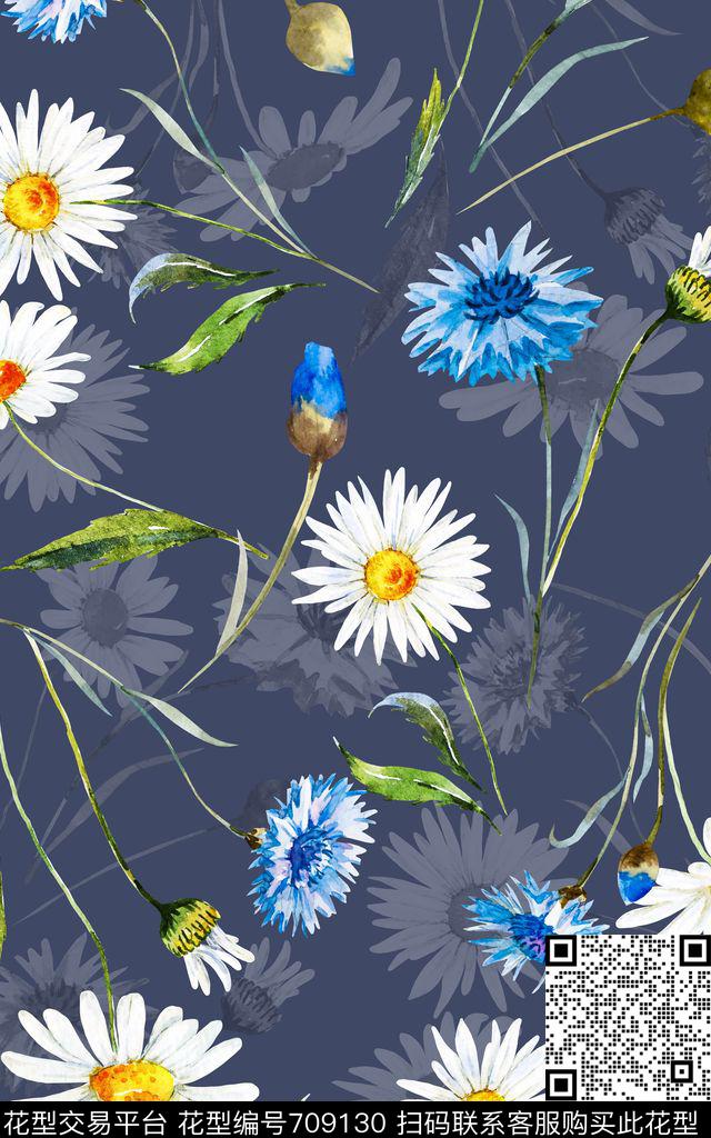 花朵花卉菊花数码印花华亿平台下载（图片编号: 709130） - 瓦栏（Walan）