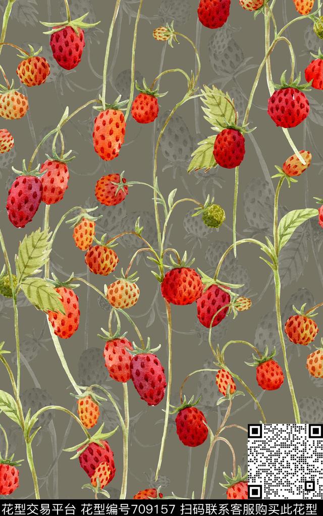 水果草莓果子数码印花华亿平台下载（图片编号: 709157） - 瓦栏（Walan）