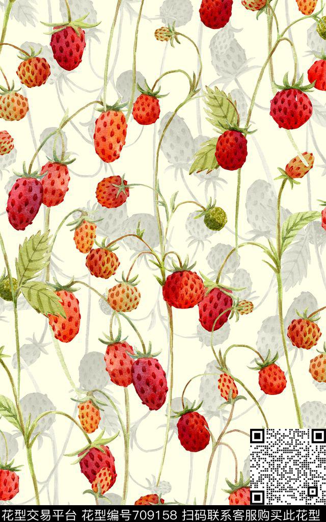 水果草莓果子数码印花华亿平台下载（图片编号: 709158） - 瓦栏（Walan）