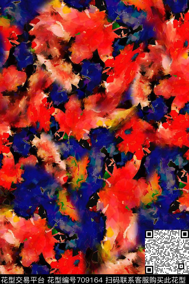 抽象女装花卉数码印花华亿平台下载（图片编号: 709164） - 瓦栏（Walan）