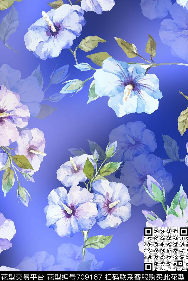 花卉女装朦胧数码印花华亿平台下载（图片编号: 709167） - 瓦栏（Walan）