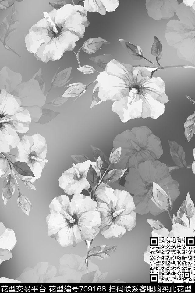 花卉女装朦胧数码印花华亿平台下载（图片编号: 709168） - 瓦栏（Walan）