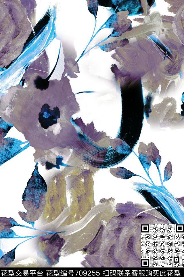 玫瑰手绘油画数码印花华亿平台下载（图片编号: 709255） - 瓦栏（Walan）