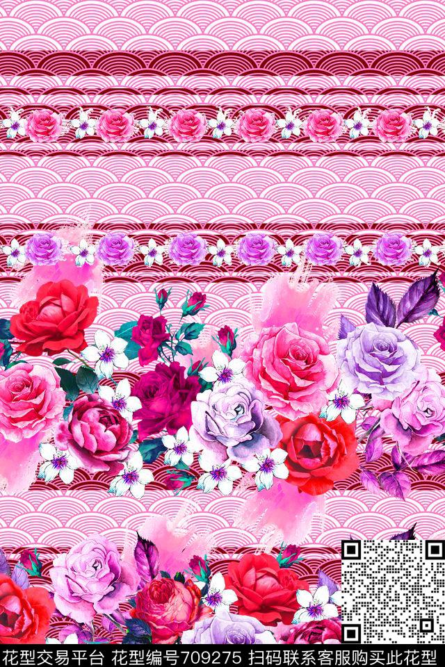 条纹横条MAX-女装花卉数码印花华亿平台下载（图片编号: 709275） - 瓦栏（Walan）