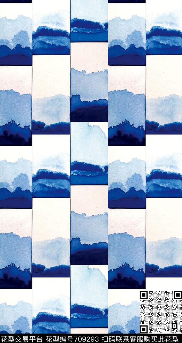 水墨水彩几何传统印花华亿平台下载（图片编号: 709293） - 瓦栏（Walan）