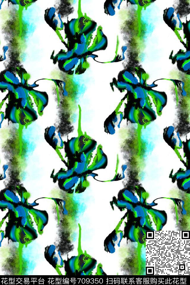 创意手绘抽象水彩水墨数码印花华亿平台下载（图片编号: 709350） - 瓦栏（Walan）