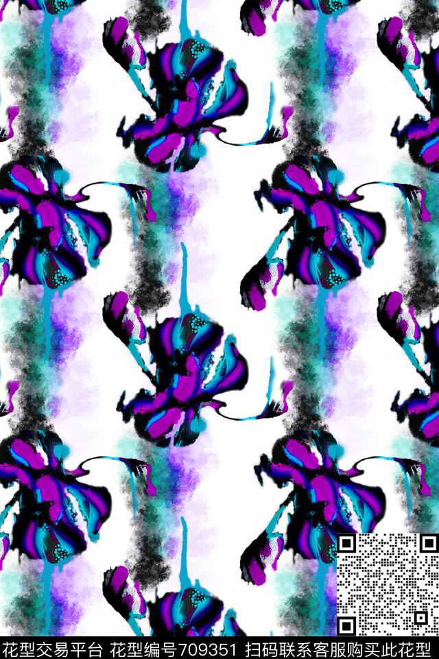 创意手绘抽象水彩水墨数码印花华亿平台下载（图片编号: 709351） - 瓦栏（Walan）
