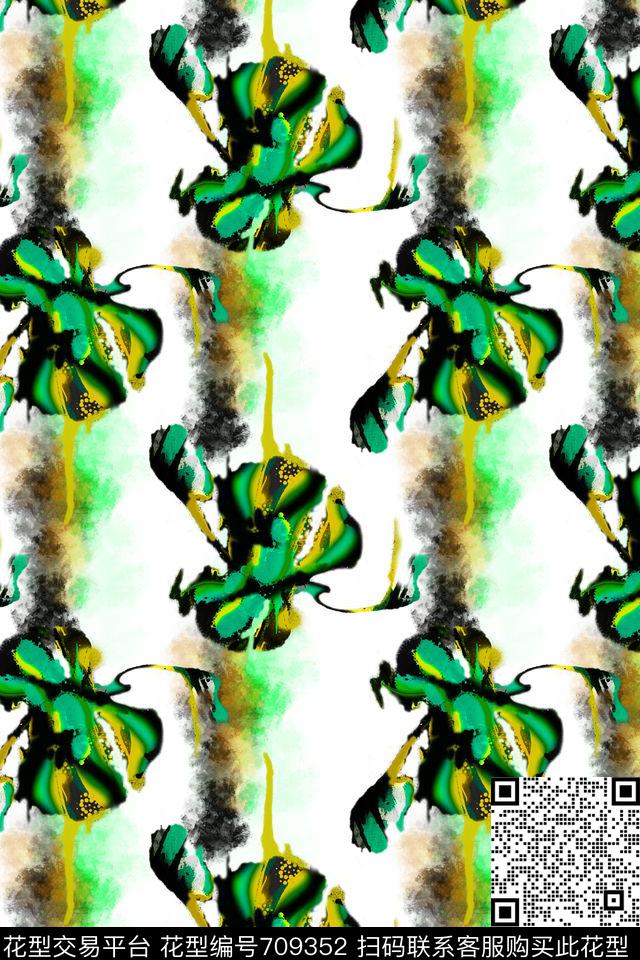 创意手绘抽象水彩水墨数码印花华亿平台下载（图片编号: 709352） - 瓦栏（Walan）