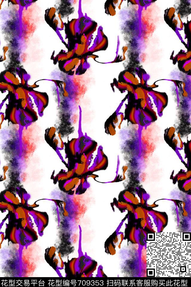 创意手绘抽象水彩水墨数码印花华亿平台下载（图片编号: 709353） - 瓦栏（Walan）