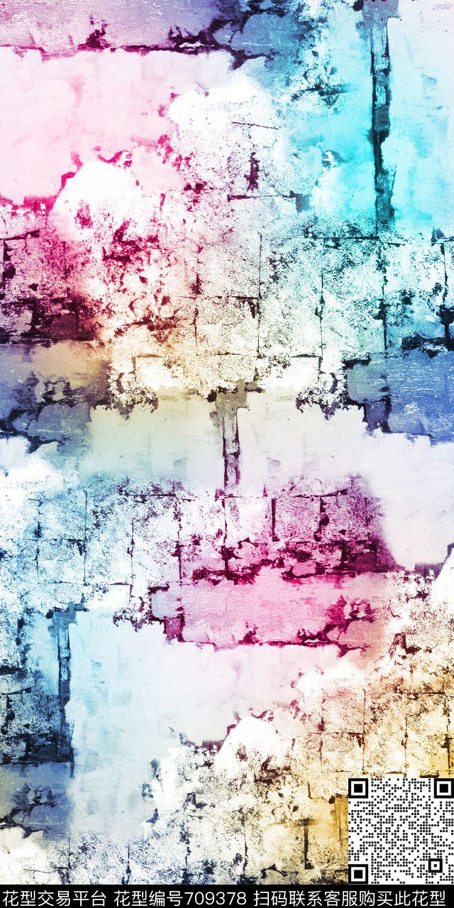 色块抽象肌理数码印花华亿平台下载（图片编号: 709378） - 瓦栏（Walan）