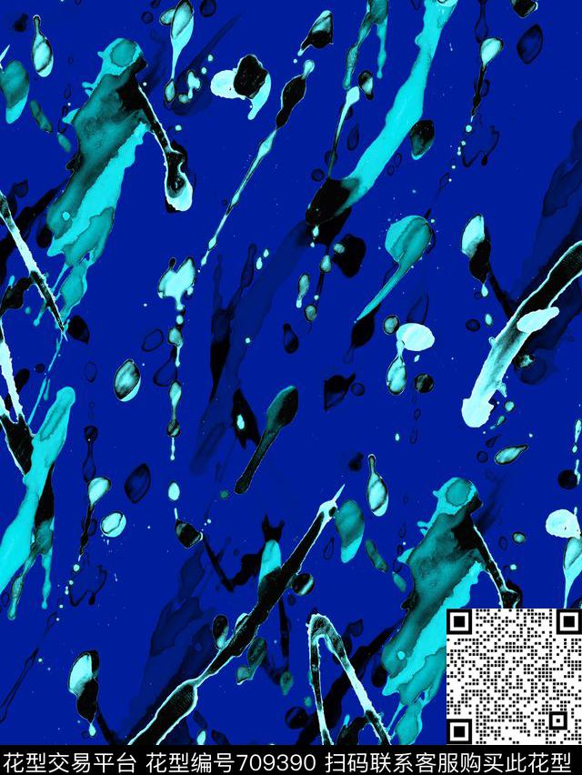 抽象笔触泼墨时尚数码印花华亿平台下载（图片编号: 709390） - 瓦栏（Walan）