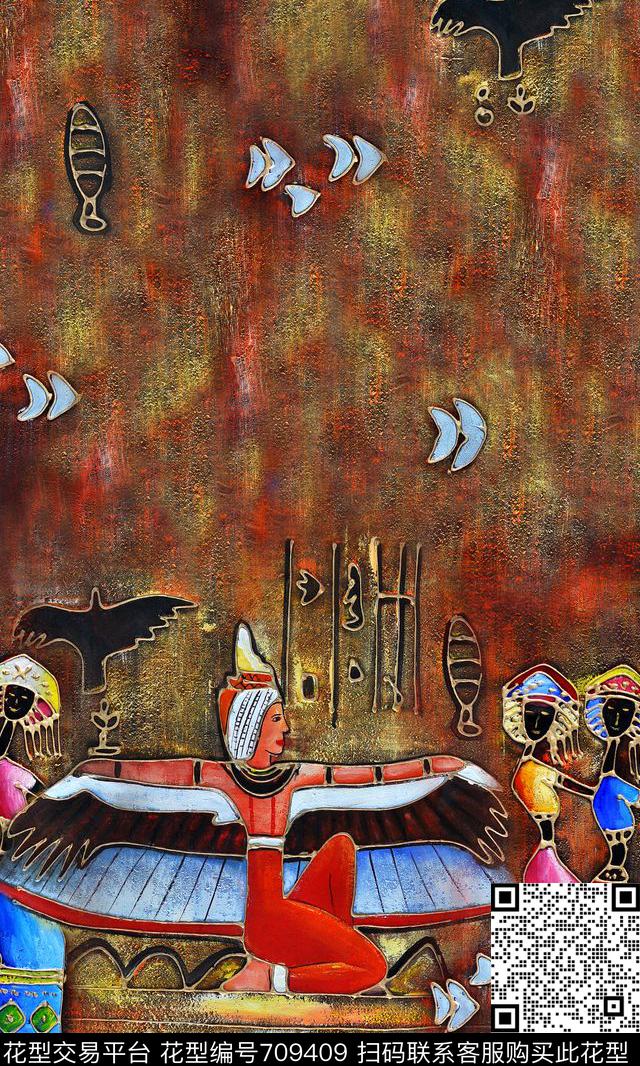 民族风肌理埃及风格数码印花华亿平台下载（图片编号: 709409） - 瓦栏（Walan）