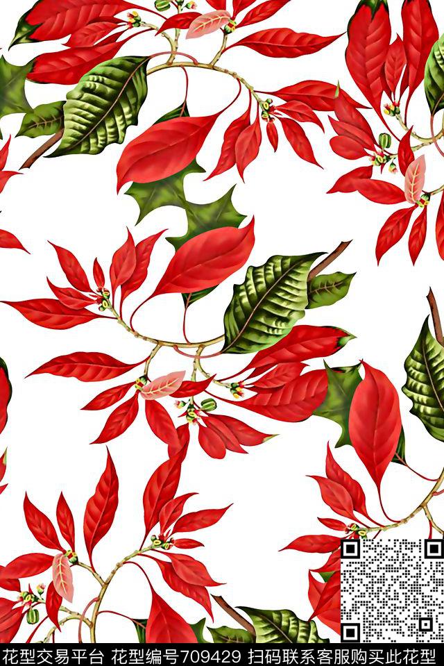 抽象手绘满版树叶纹理彩色树叶时尚潮流大牌复古欧美风女装花数码印花华亿平台下载（图片编号: 709429） - 瓦栏（Walan）