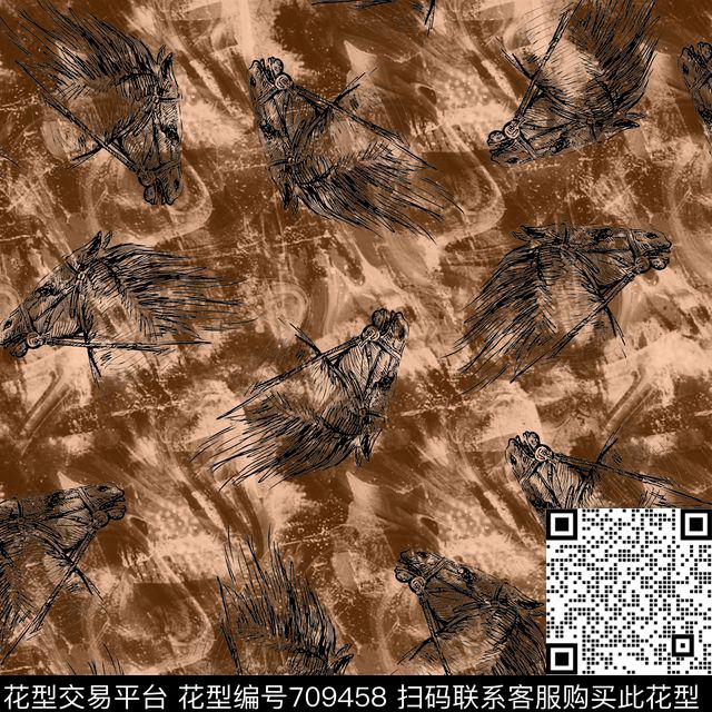 抽象万马图腾云雾传统印花华亿平台下载（图片编号: 709458） - 瓦栏（Walan）