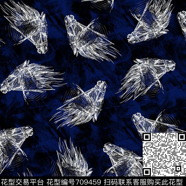 抽象万马图腾云雾传统印花华亿平台下载（图片编号: 709459） - 瓦栏（Walan）