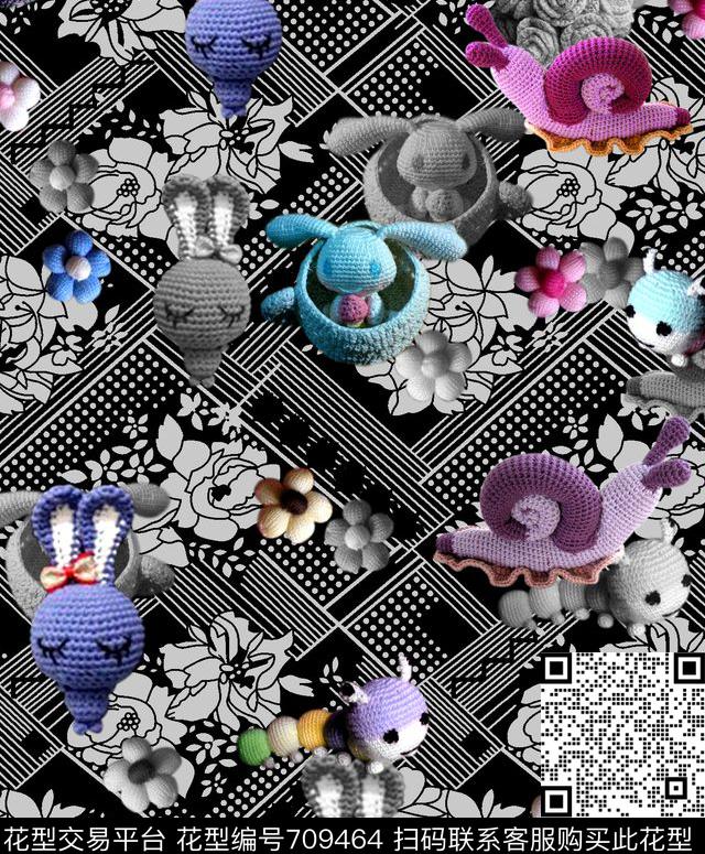 趣味手工编织动物数码印花华亿平台下载（图片编号: 709464） - 瓦栏（Walan）