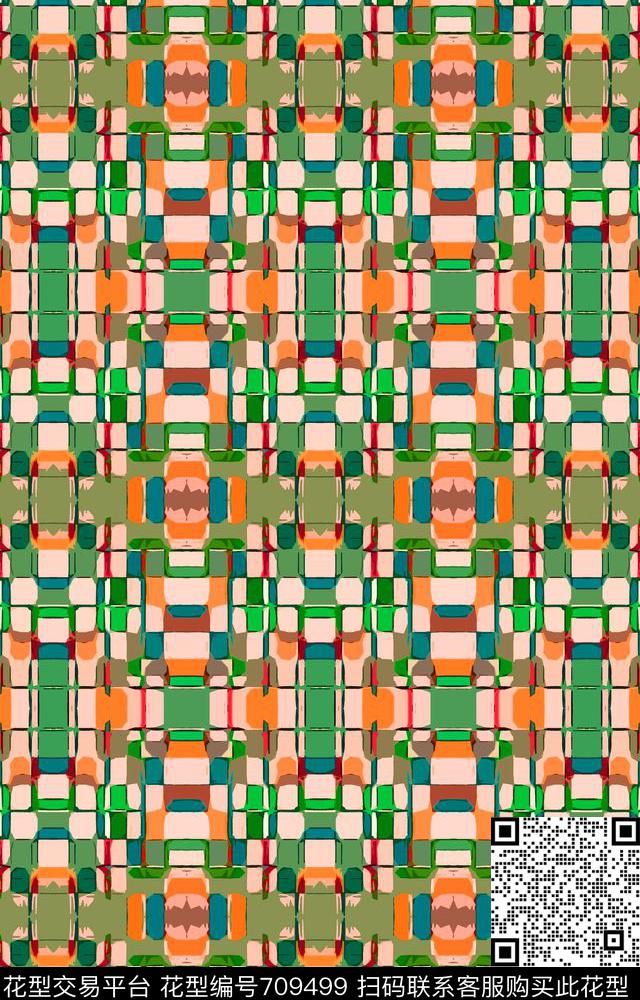 几何图案几何拼贴方格数码印花华亿平台下载（图片编号: 709499） - 瓦栏（Walan）