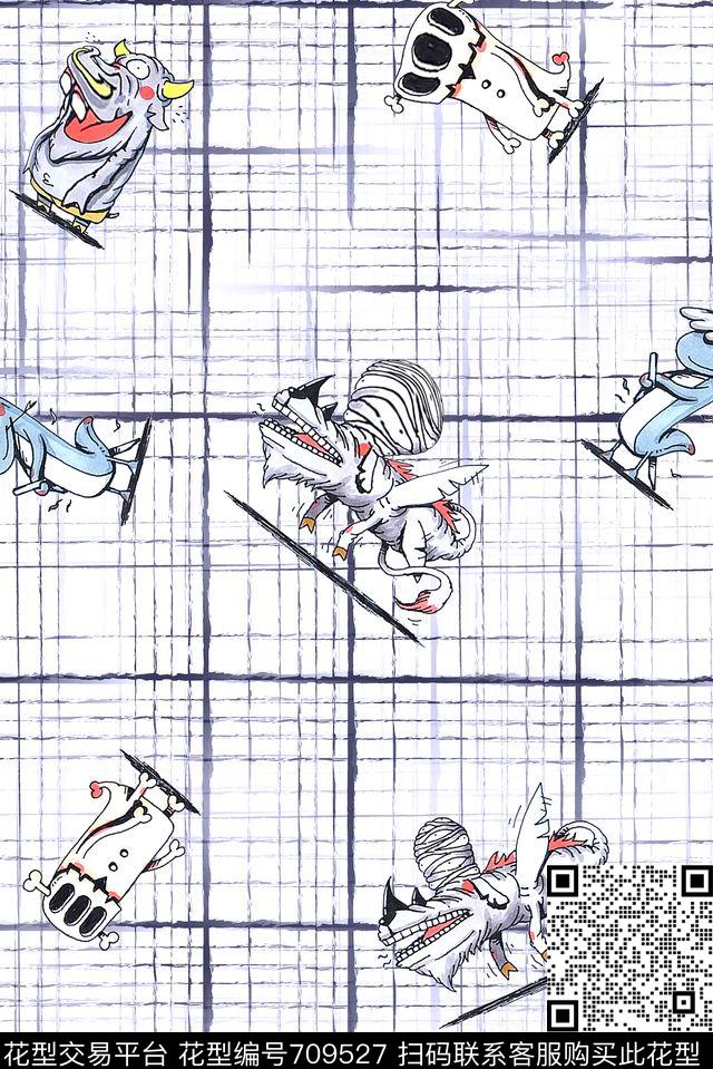 格子卡通数码印花华亿平台下载（图片编号: 709527） - 瓦栏（Walan）