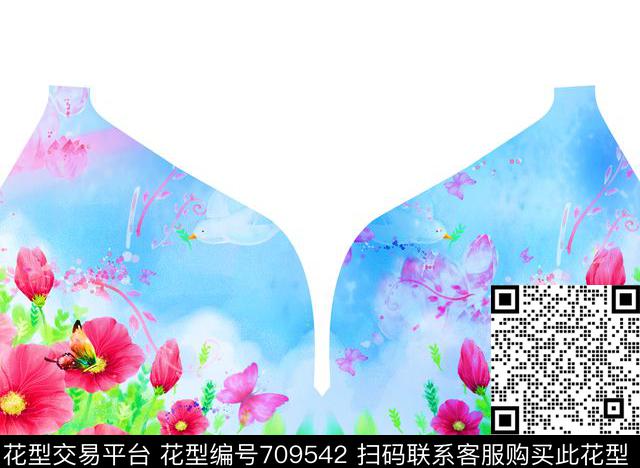 趣味花朵时尚数码印花华亿平台下载（图片编号: 709542） - 瓦栏（Walan）