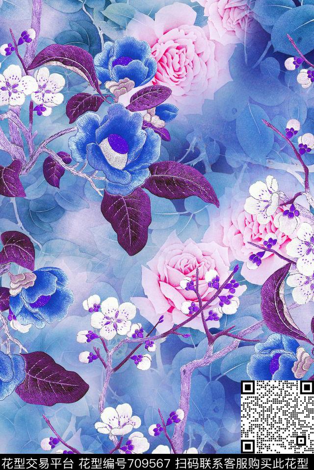 花朵花卉民族风数码印花华亿平台下载（图片编号: 709567） - 瓦栏（Walan）
