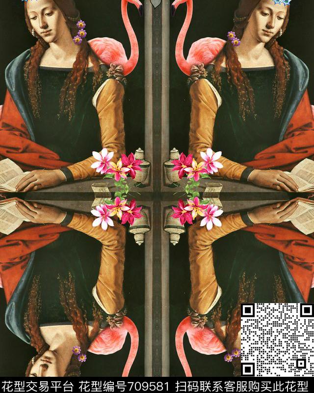 复古风动物花卉传统印花华亿平台下载（图片编号: 709581） - 瓦栏（Walan）