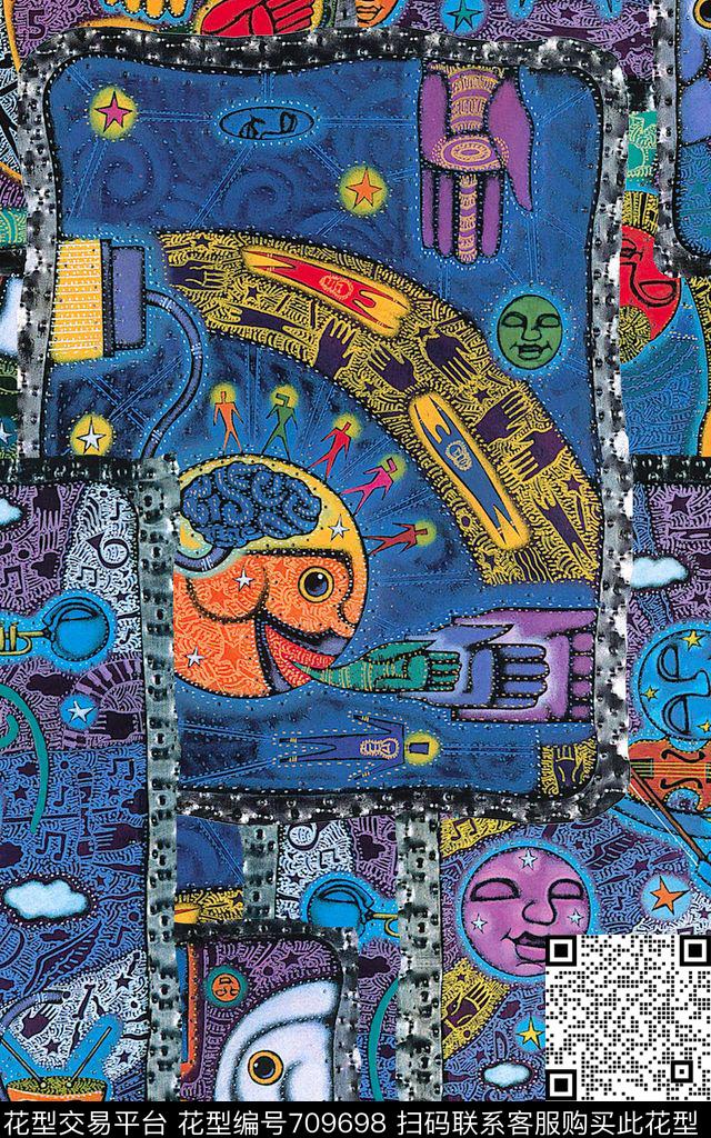 抽象趣味底纹数码印花华亿平台下载（图片编号: 709698） - 瓦栏（Walan）