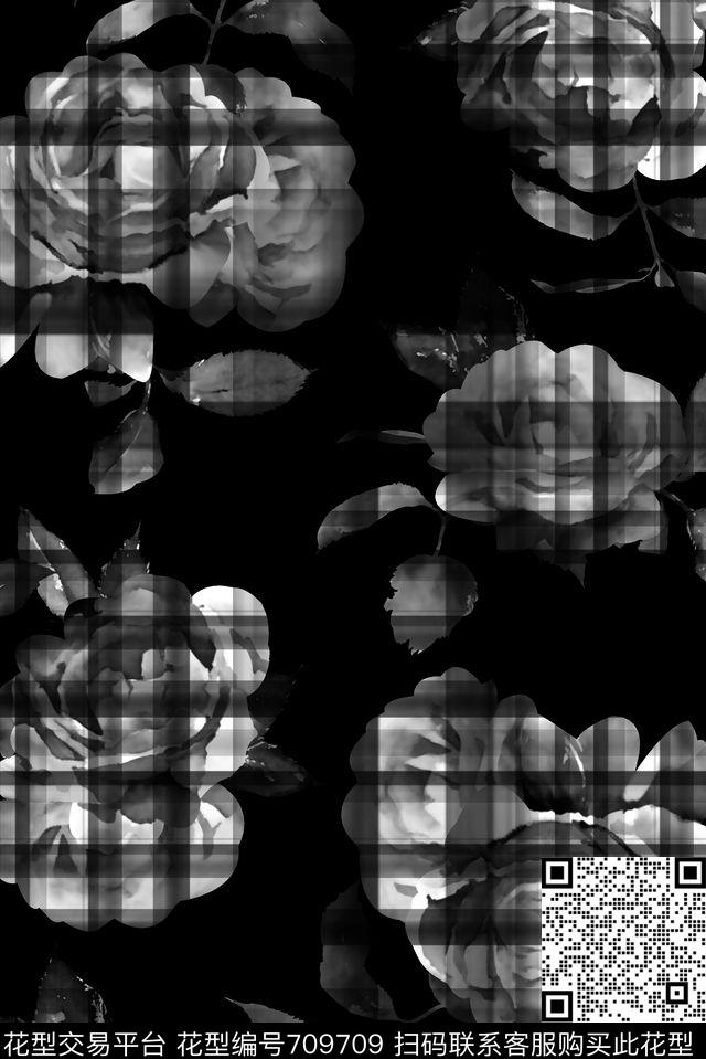 花卉格子男装羽绒服数码印花华亿平台下载（图片编号: 709709） - 瓦栏（Walan）