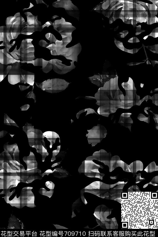 花卉格子男装羽绒服数码印花华亿平台下载（图片编号: 709710） - 瓦栏（Walan）