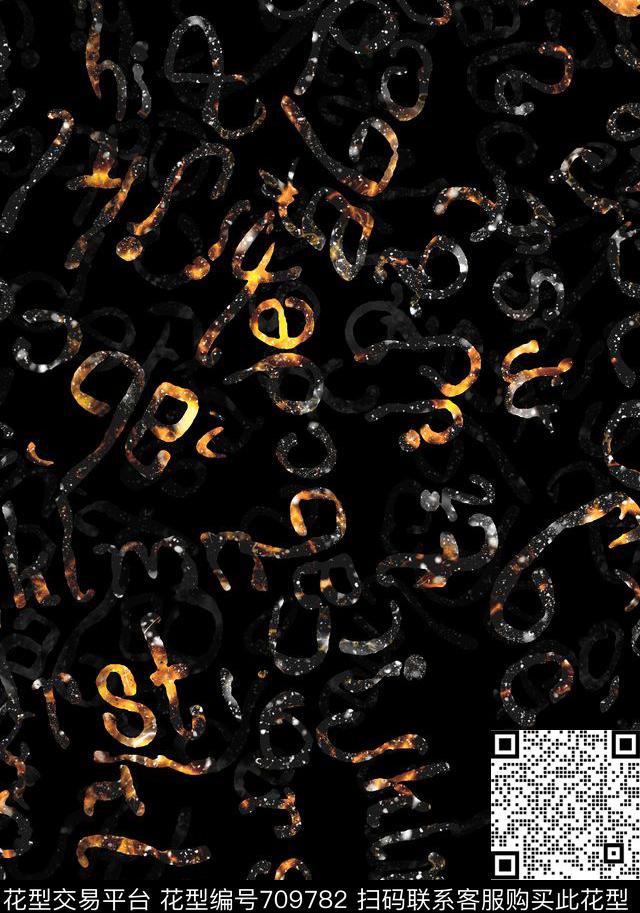 Fei-男装创意英文手绘英文数码印花华亿平台下载（图片编号: 709782） - 瓦栏（Walan）