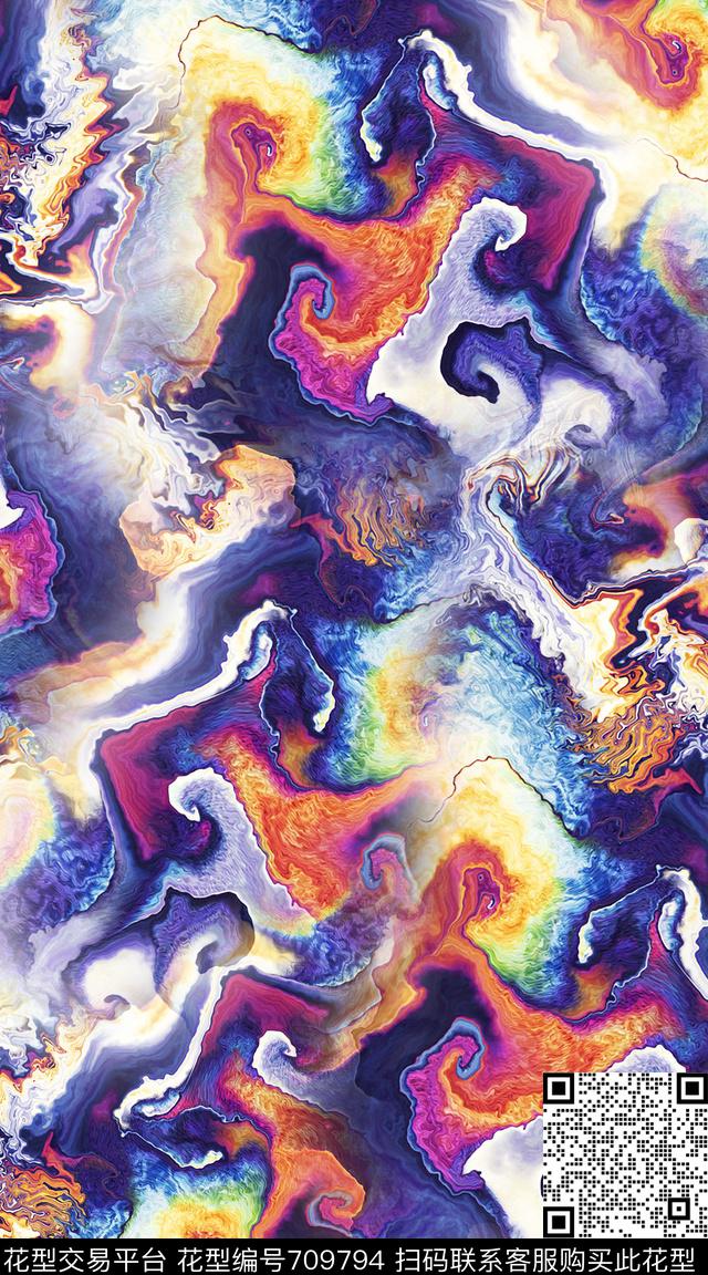 创意油画抽象数码印花华亿平台下载（图片编号: 709794） - 瓦栏（Walan）