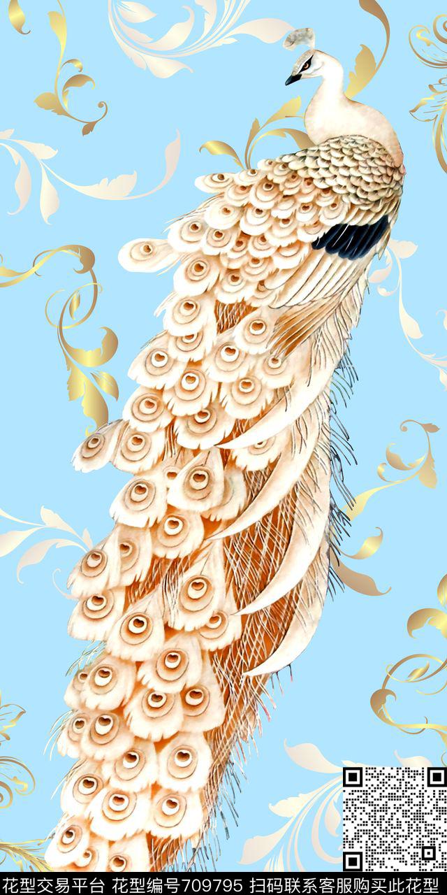 凤凰花纹金属色数码印花华亿平台下载（图片编号: 709795） - 瓦栏（Walan）