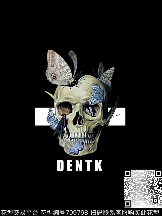 骷髅头蝴蝶男装T恤数码印花华亿平台下载（图片编号: 709798） - 瓦栏（Walan）