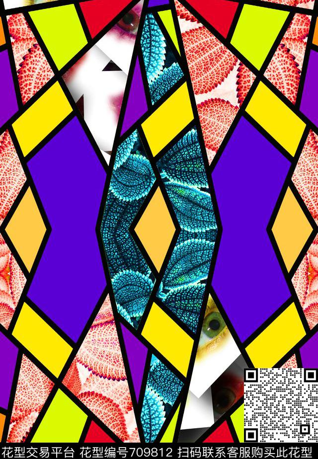 MAX-热带风情彩色几何趣味数码印花华亿平台下载（图片编号: 709812） - 瓦栏（Walan）