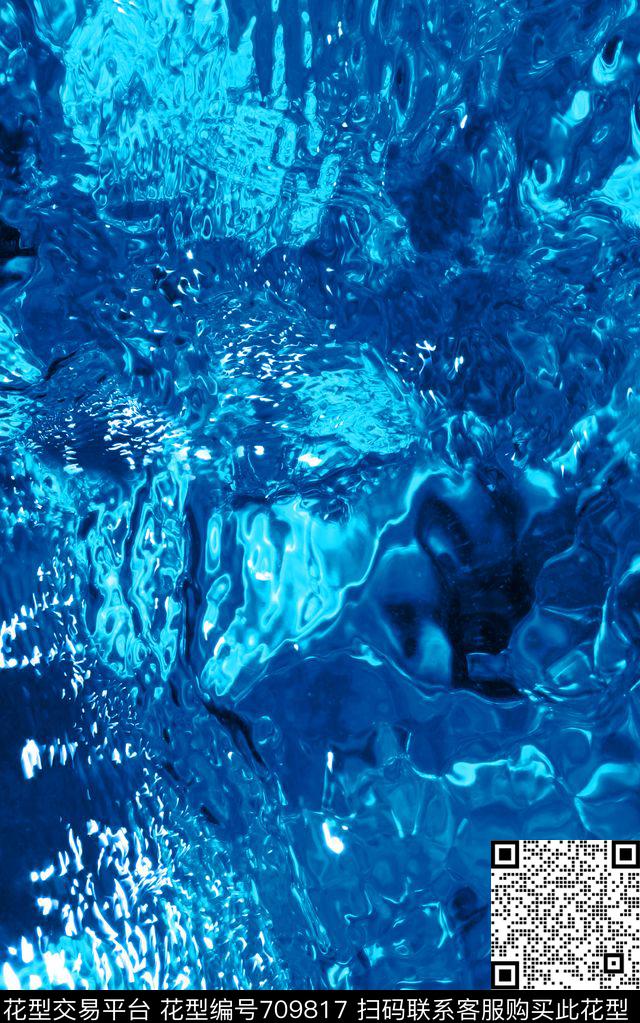 MAX-热带风情蓝色抽象水纹趣味波纹传统印花华亿平台下载（图片编号: 709817） - 瓦栏（Walan）