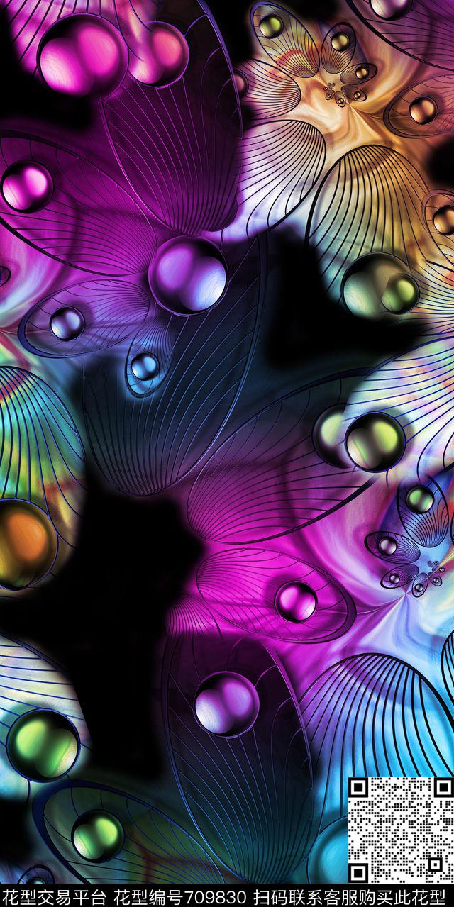 肌理线条抽象数码印花华亿平台下载（图片编号: 709830） - 瓦栏（Walan）